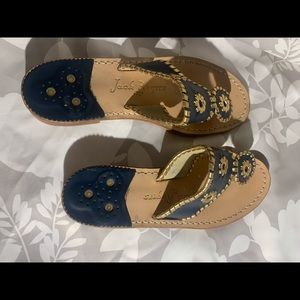 Jack Rogers gold and navy sandal